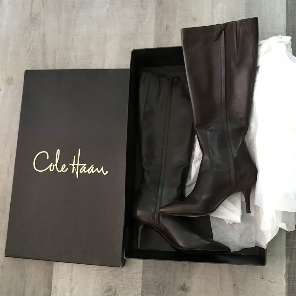 COLE HAAN Air Miranda Dark Chocolate Leather Boots